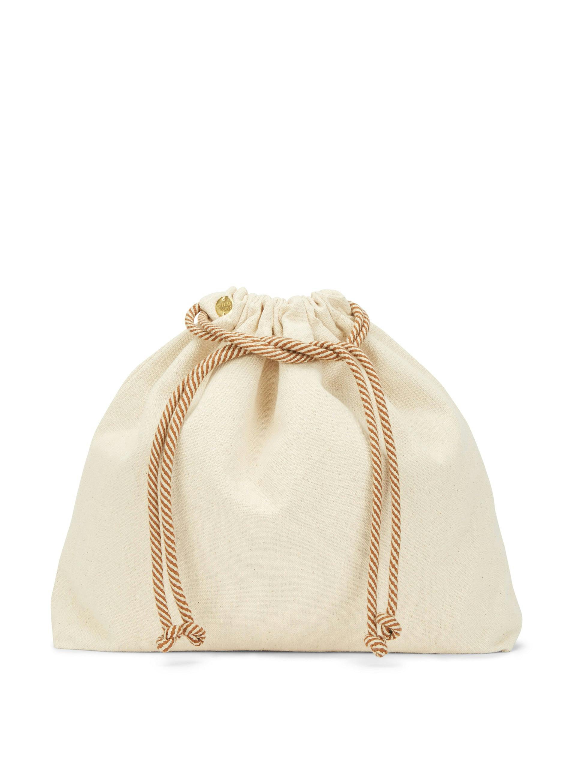 Anisa large golden brown drawstring canvas pouch