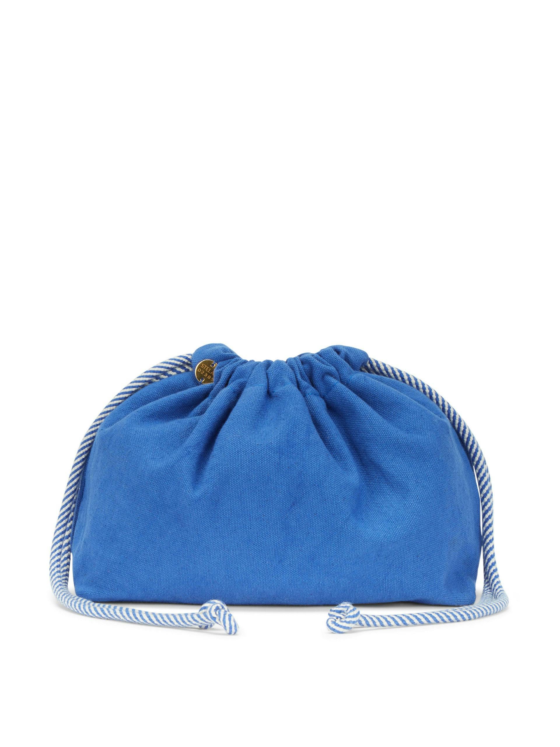 Anisa small drawstring blue canvas pouch bag