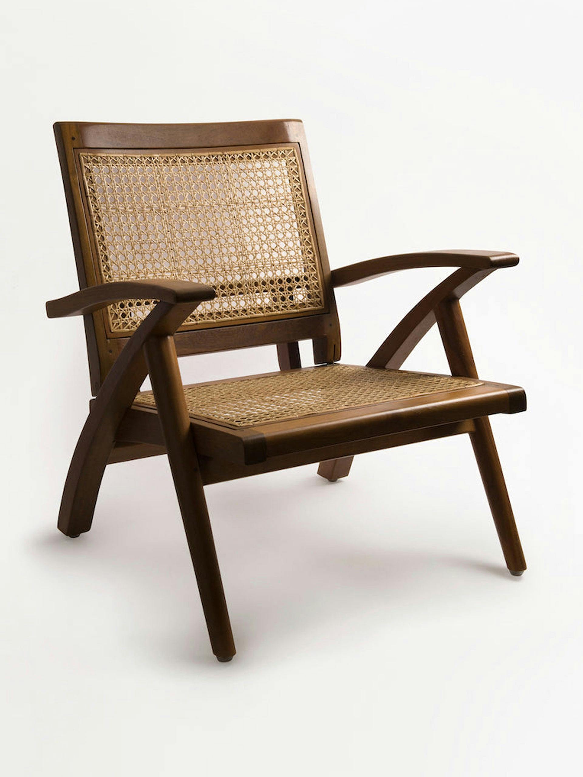 Rangoon folding teak cane chair