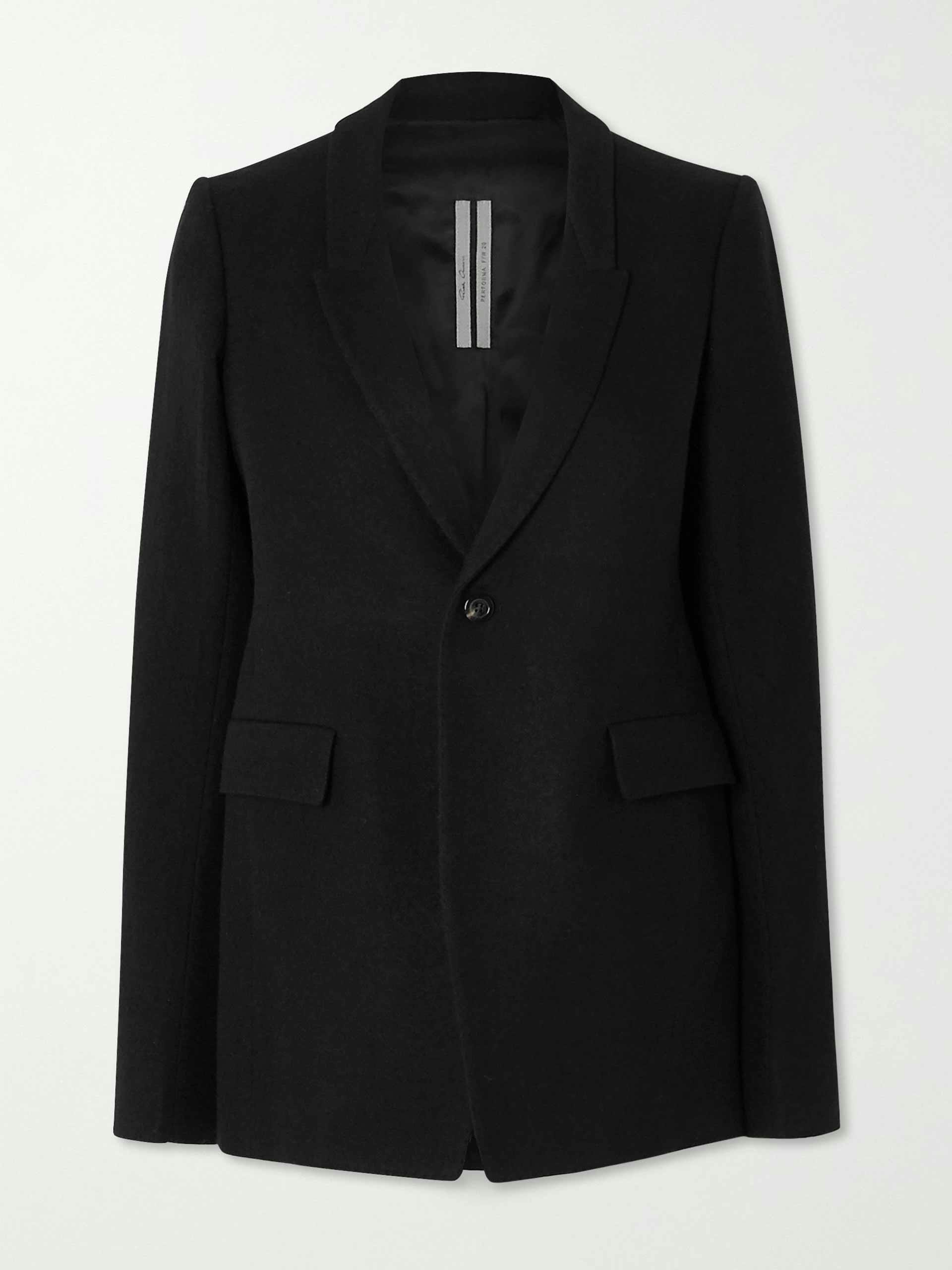 Black cotton and wool-blend blazer