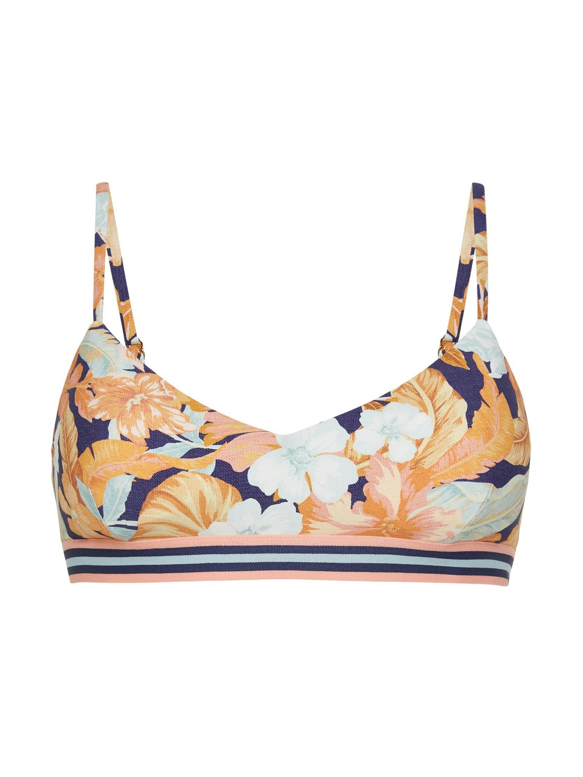 Floral printed Paraiso elastic trim crop bikini top