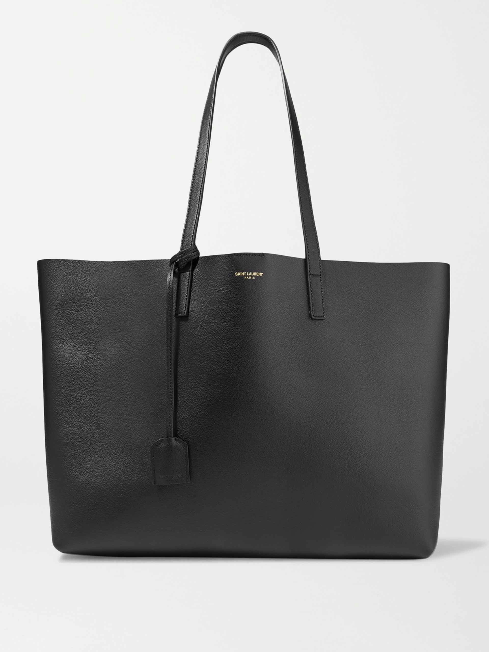 Black large textured-leather tote
