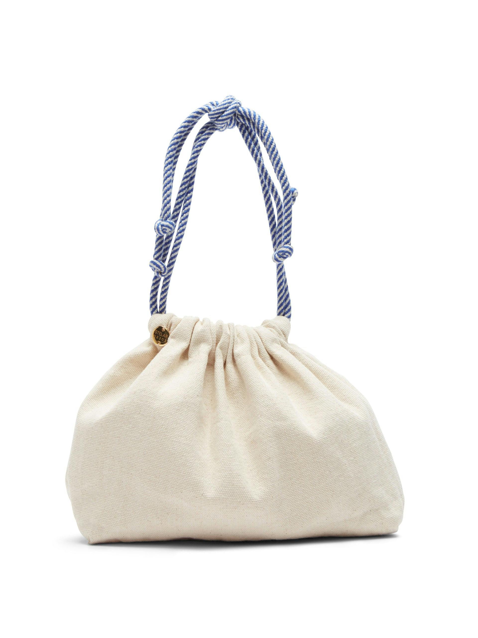 Anisa small blue drawstring canvas pouch