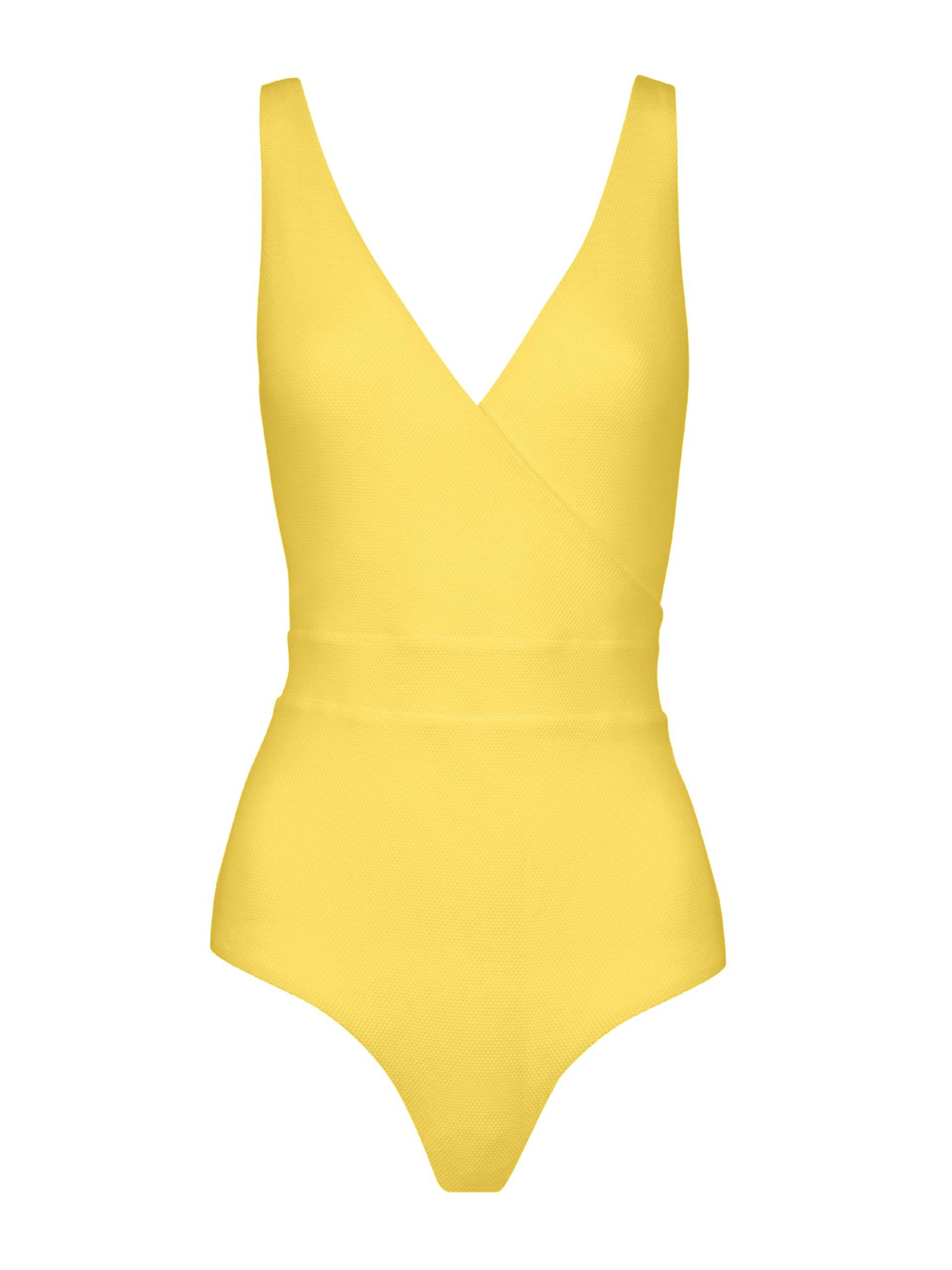 Citron yellow Ashley wrap-over swimsuit