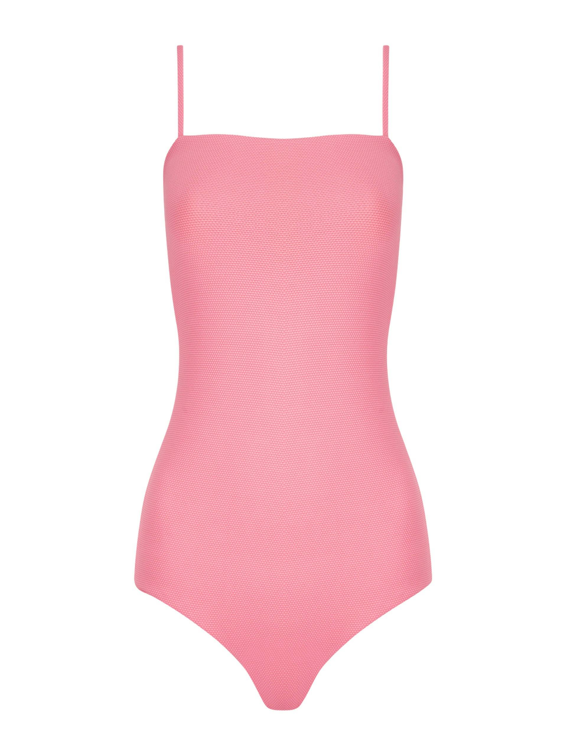 Pink Edie straight neckline swimsuit