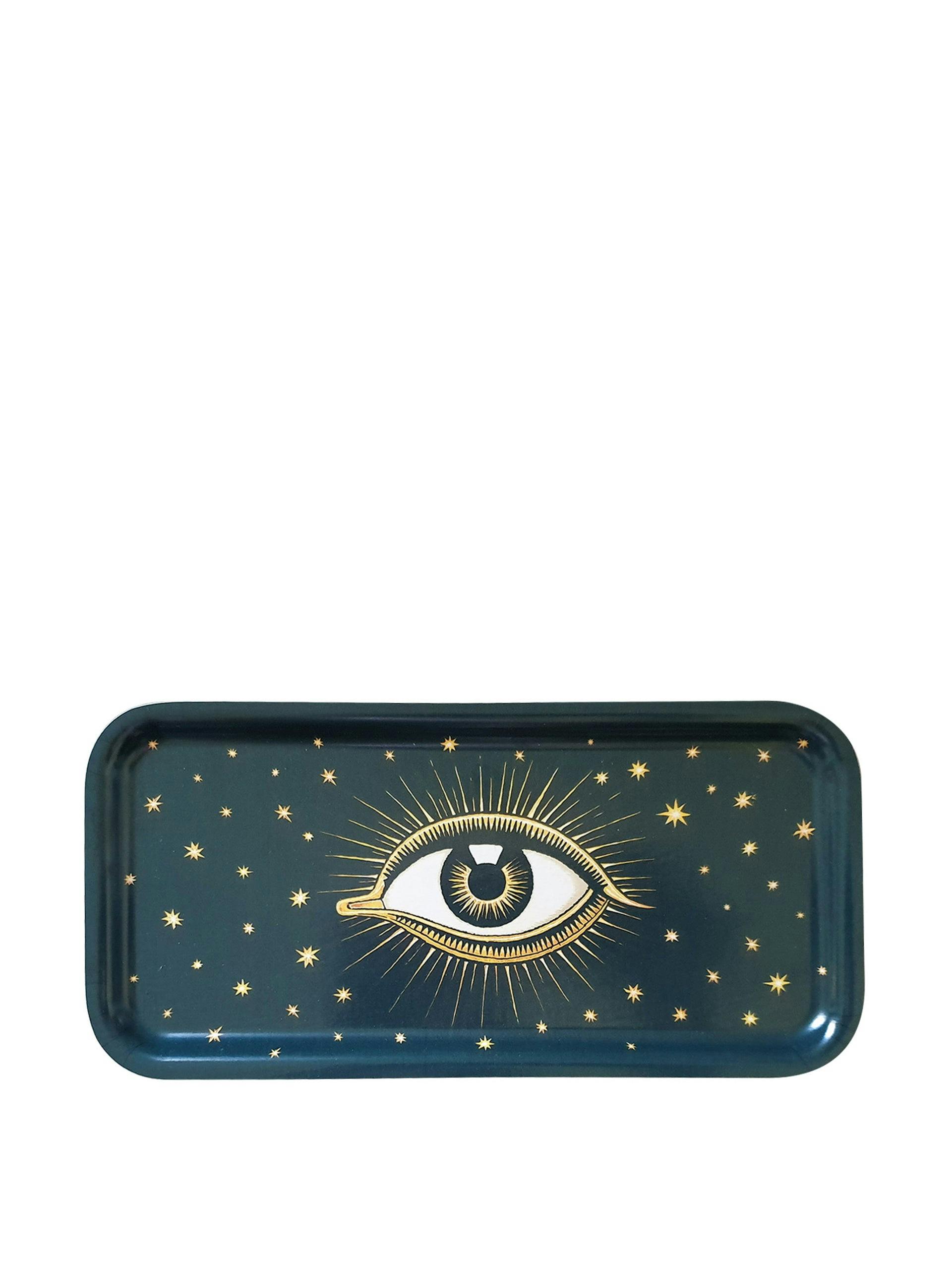 Blue mystical eye wooden tray