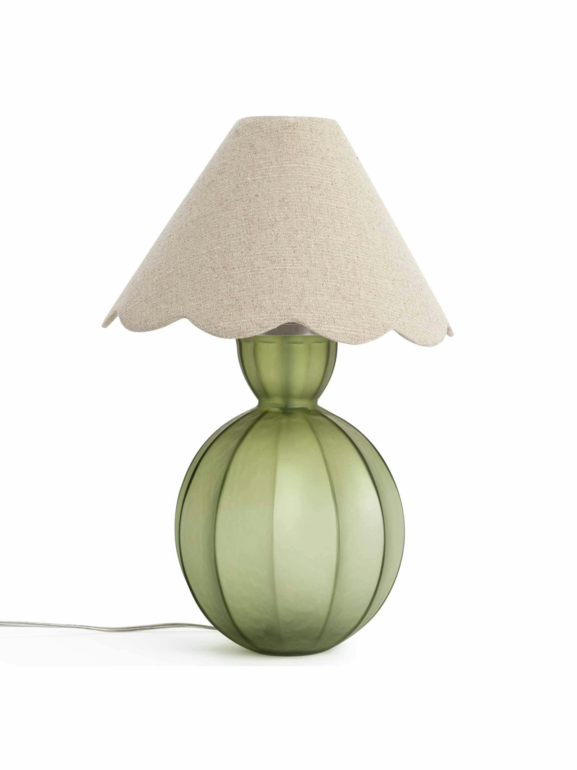 Green glass table lamp