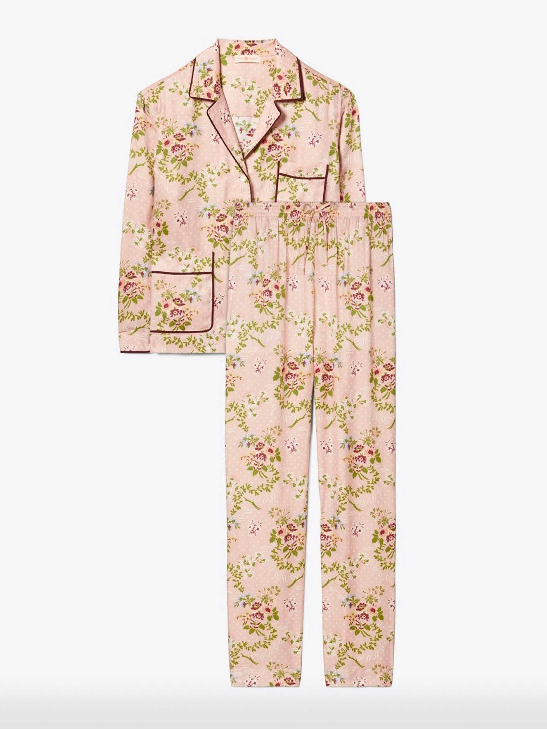 Floral silk twill pyjama set