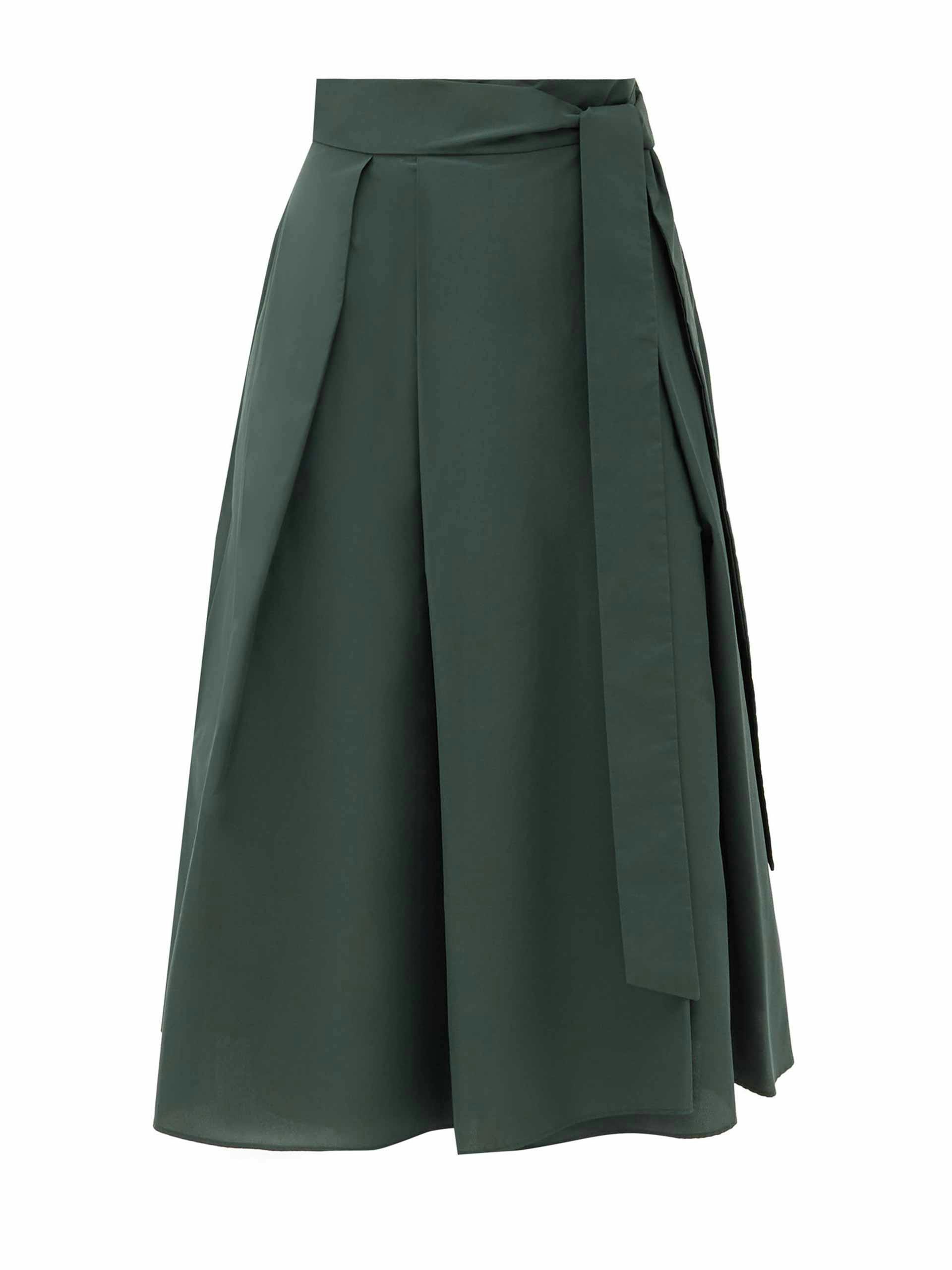 Forest green taffeta maxi skirt