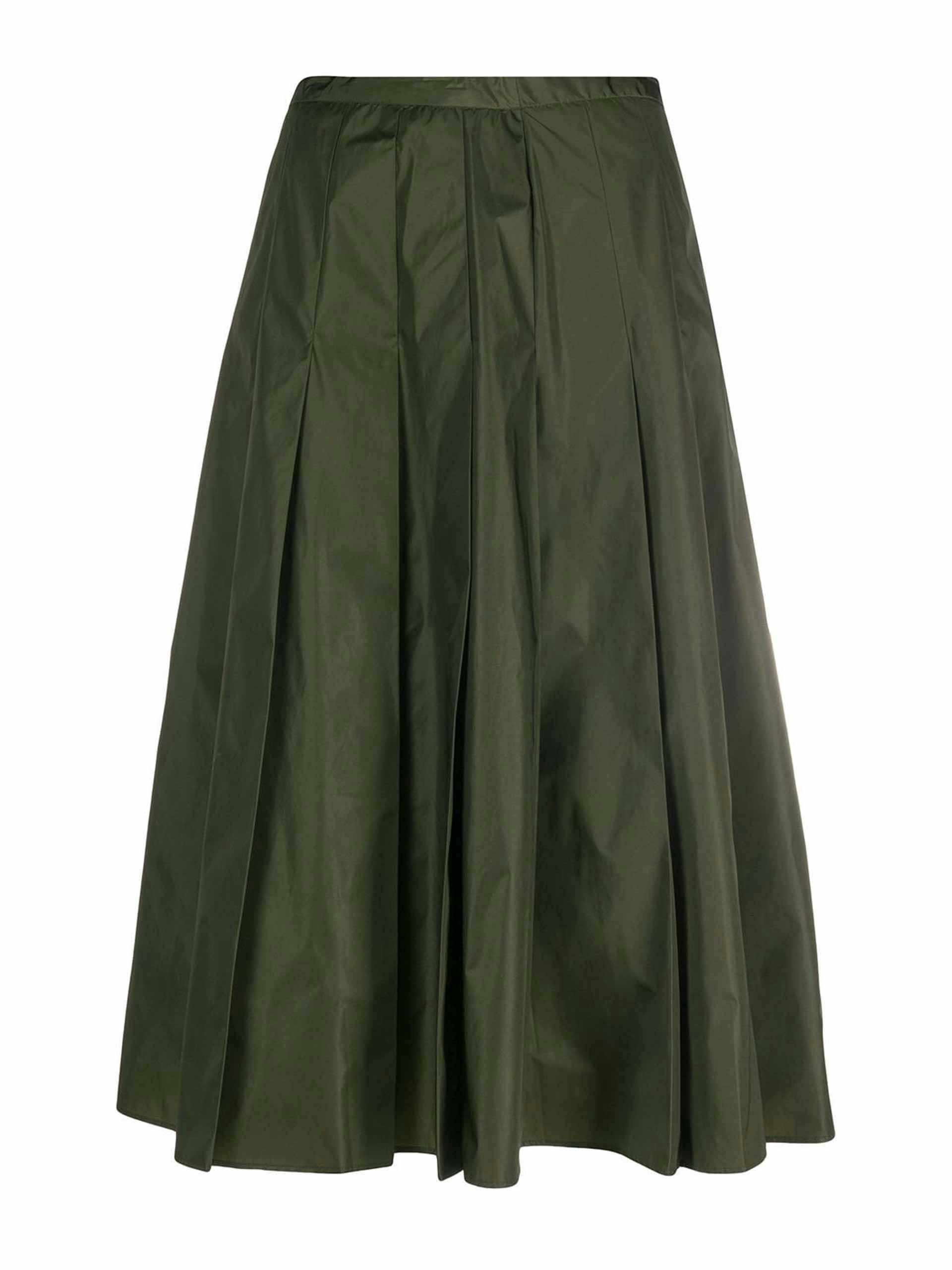 Dark green pleated mid-length skirt