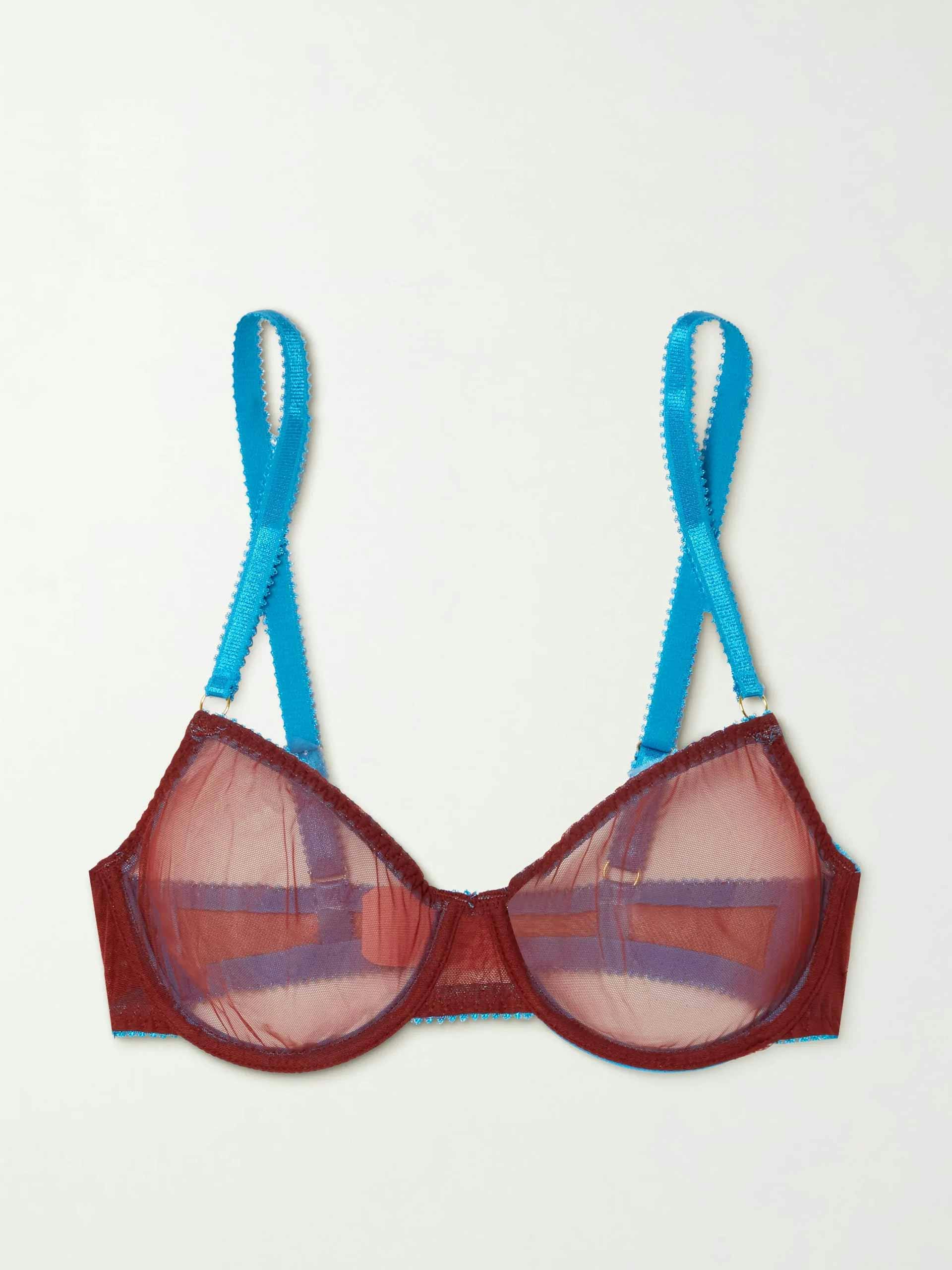 Tulle underwired soft-cup bra