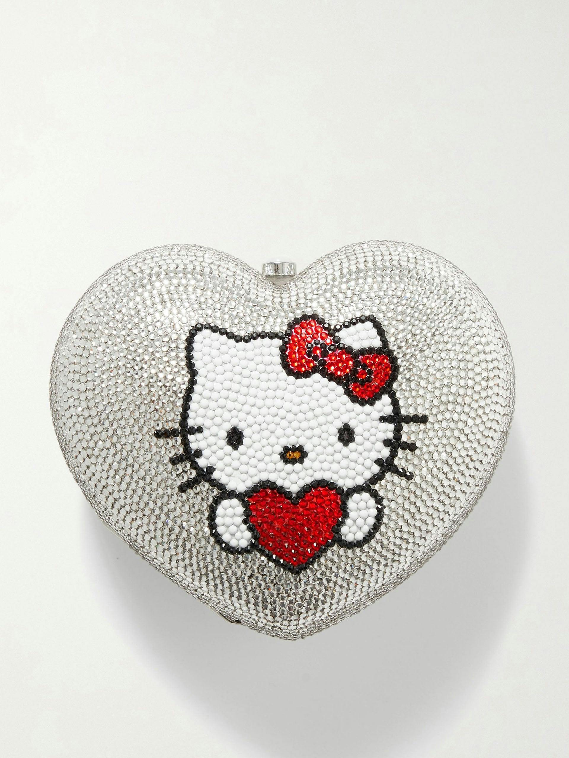 Hello Kitty crystal-embellished silver-tone clutch