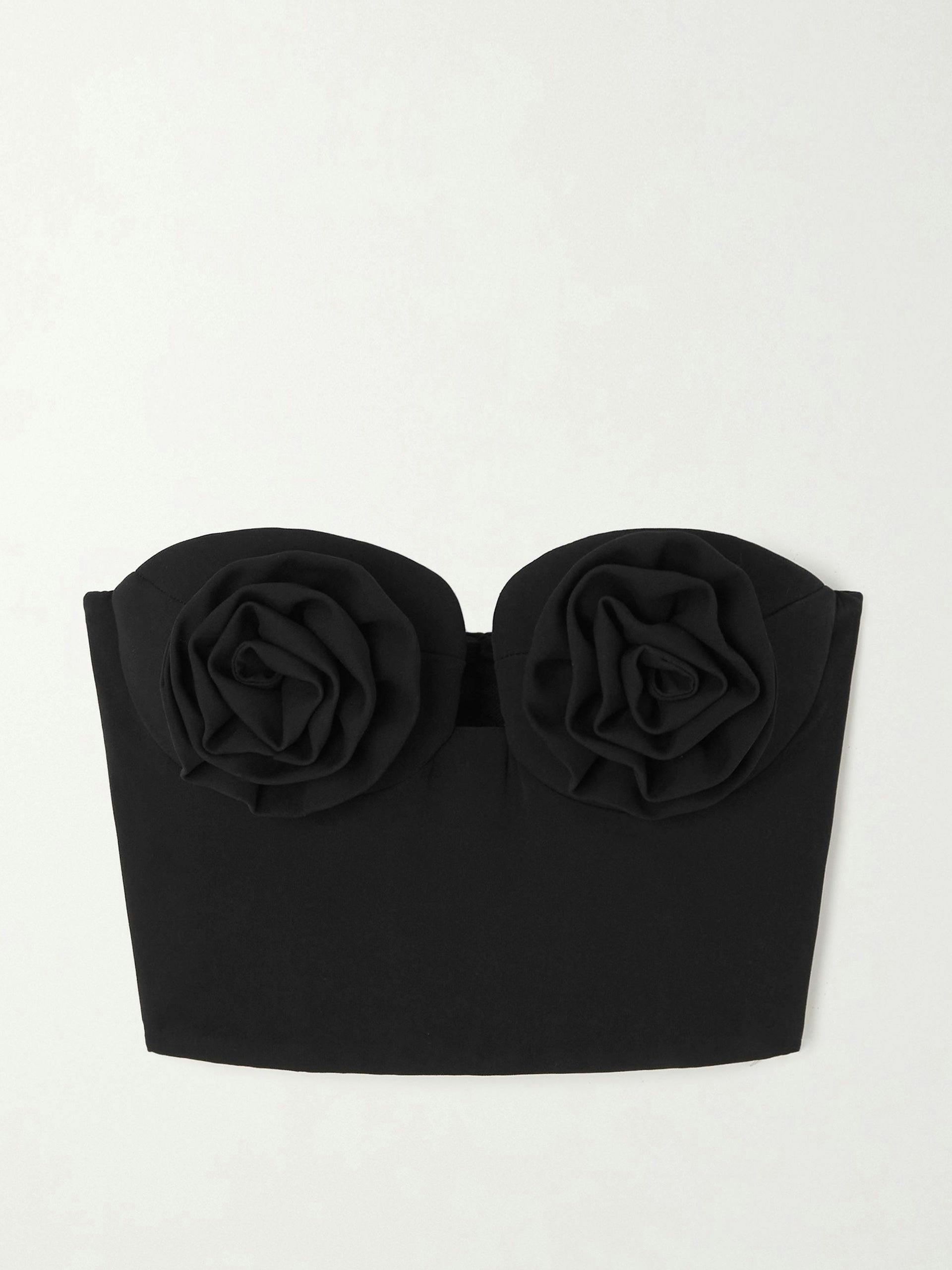 Strapless cropped crepe bustier top