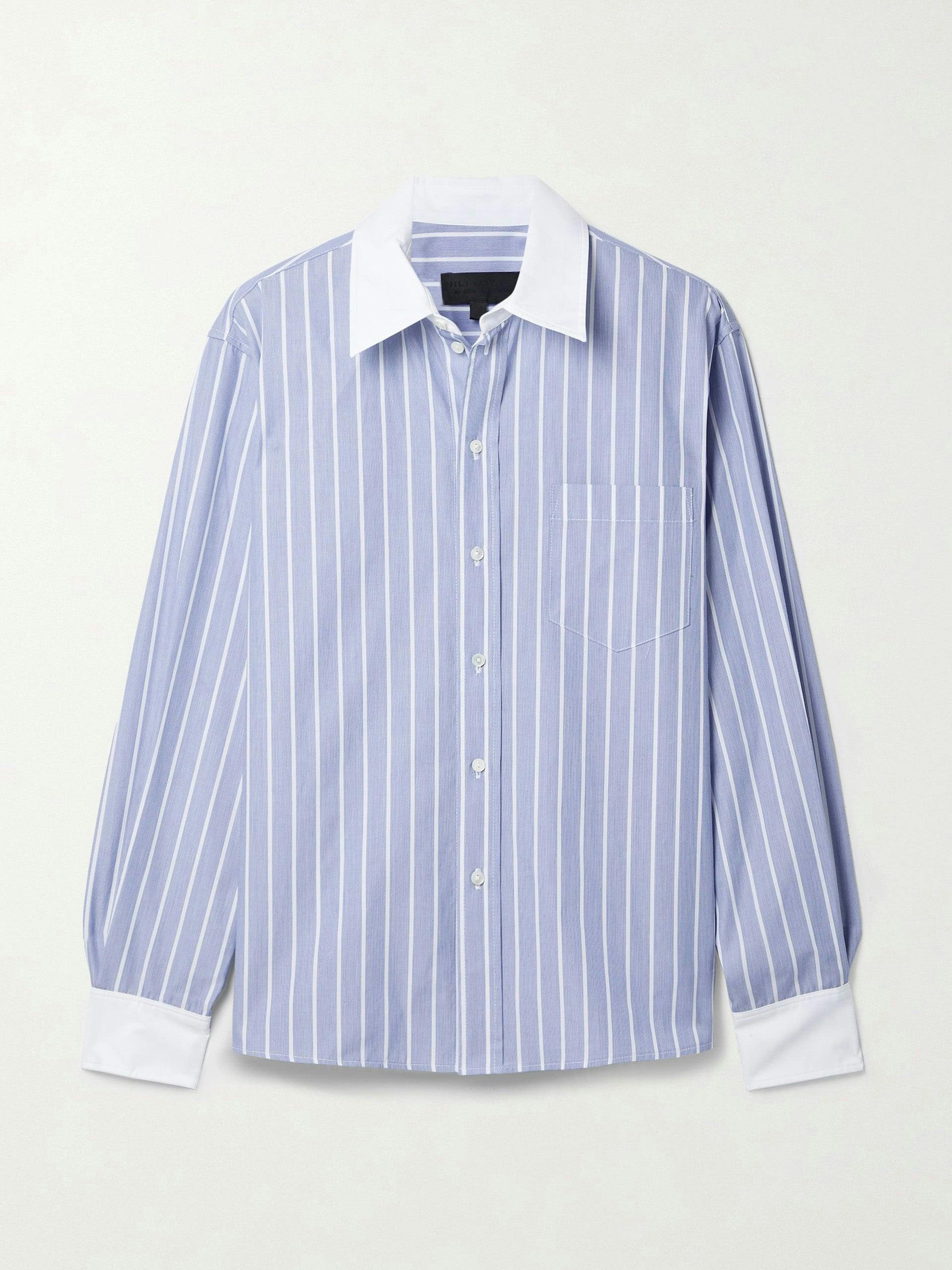 Blue and white pinstripe shirt