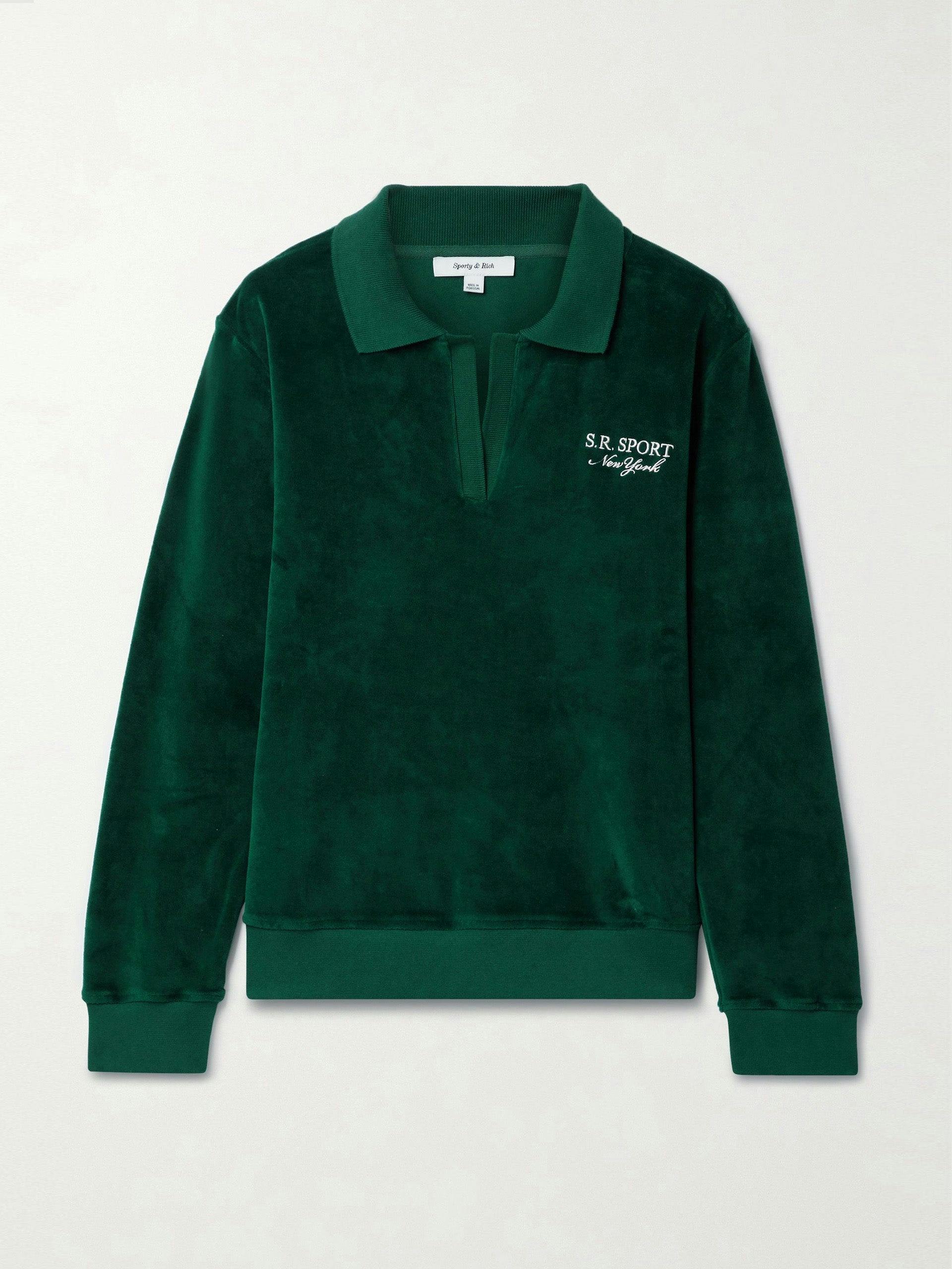 Dark green embroidered cotton-velour sweatshirt