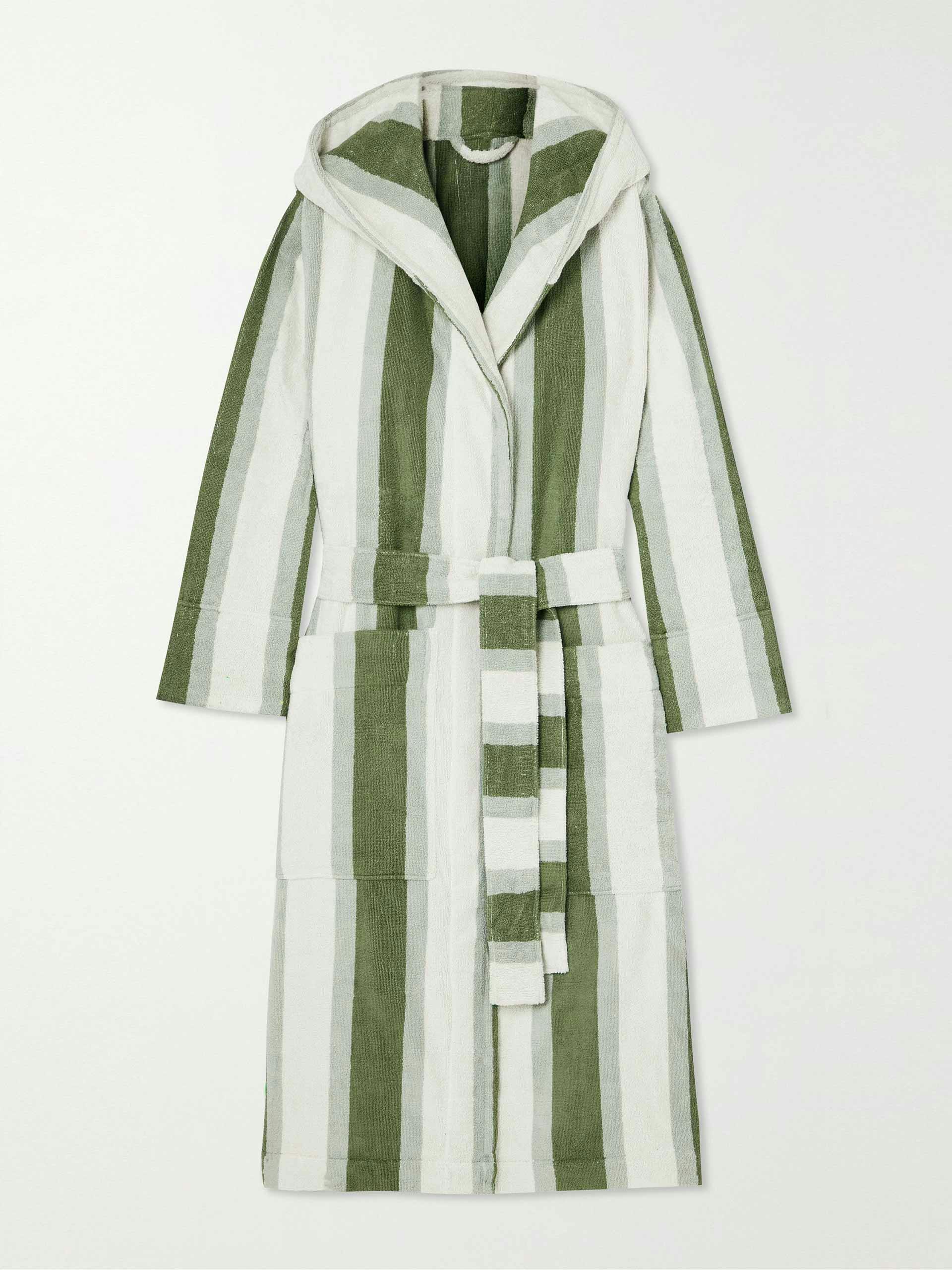 Belted stripe cotton-terry robe