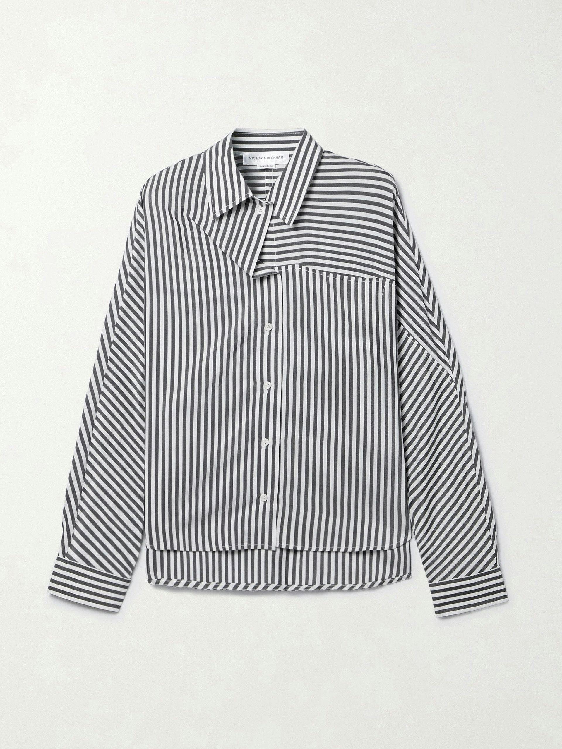 Charcoal striped poplin shirt