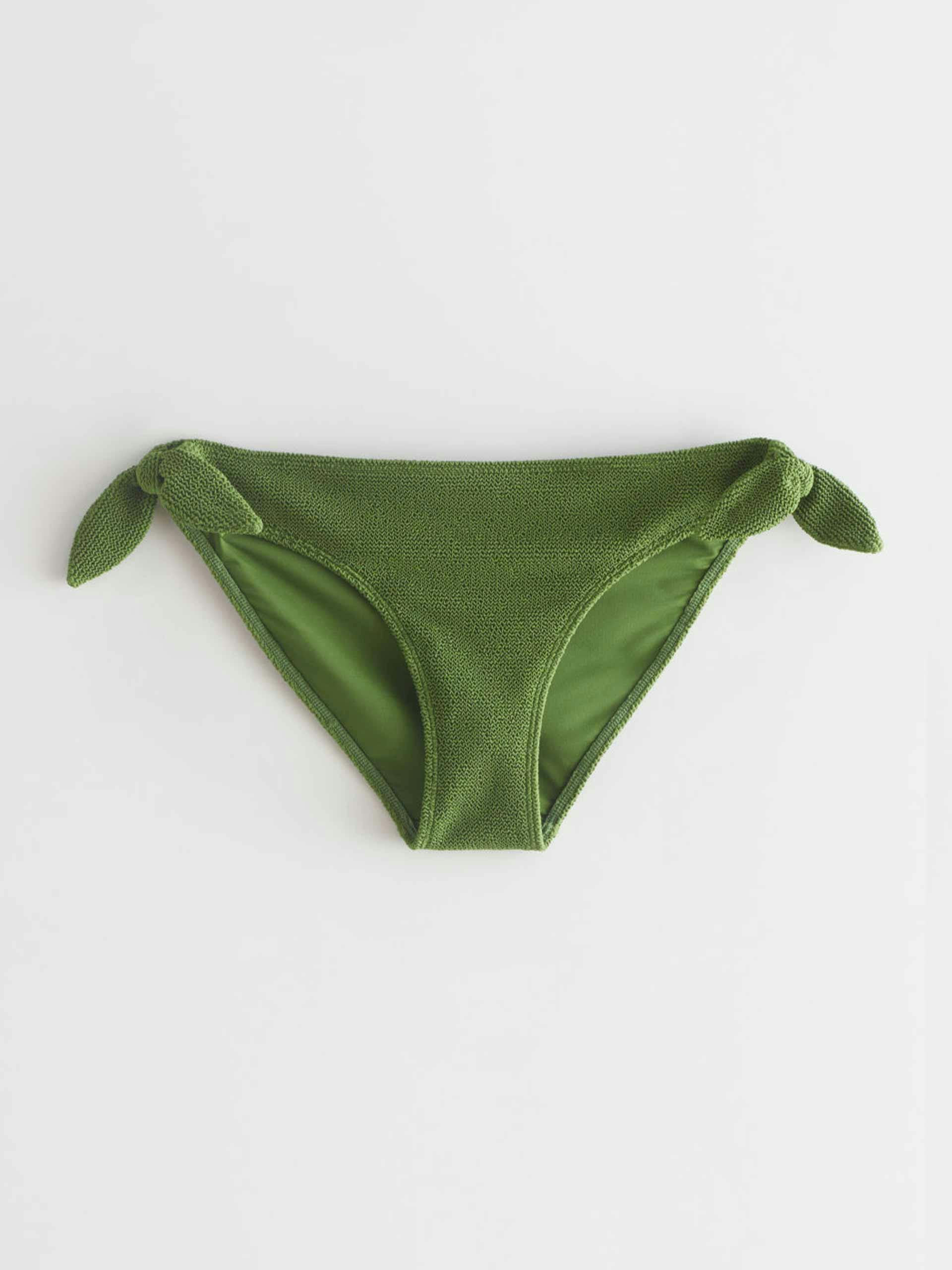 Green tie bikini bottoms