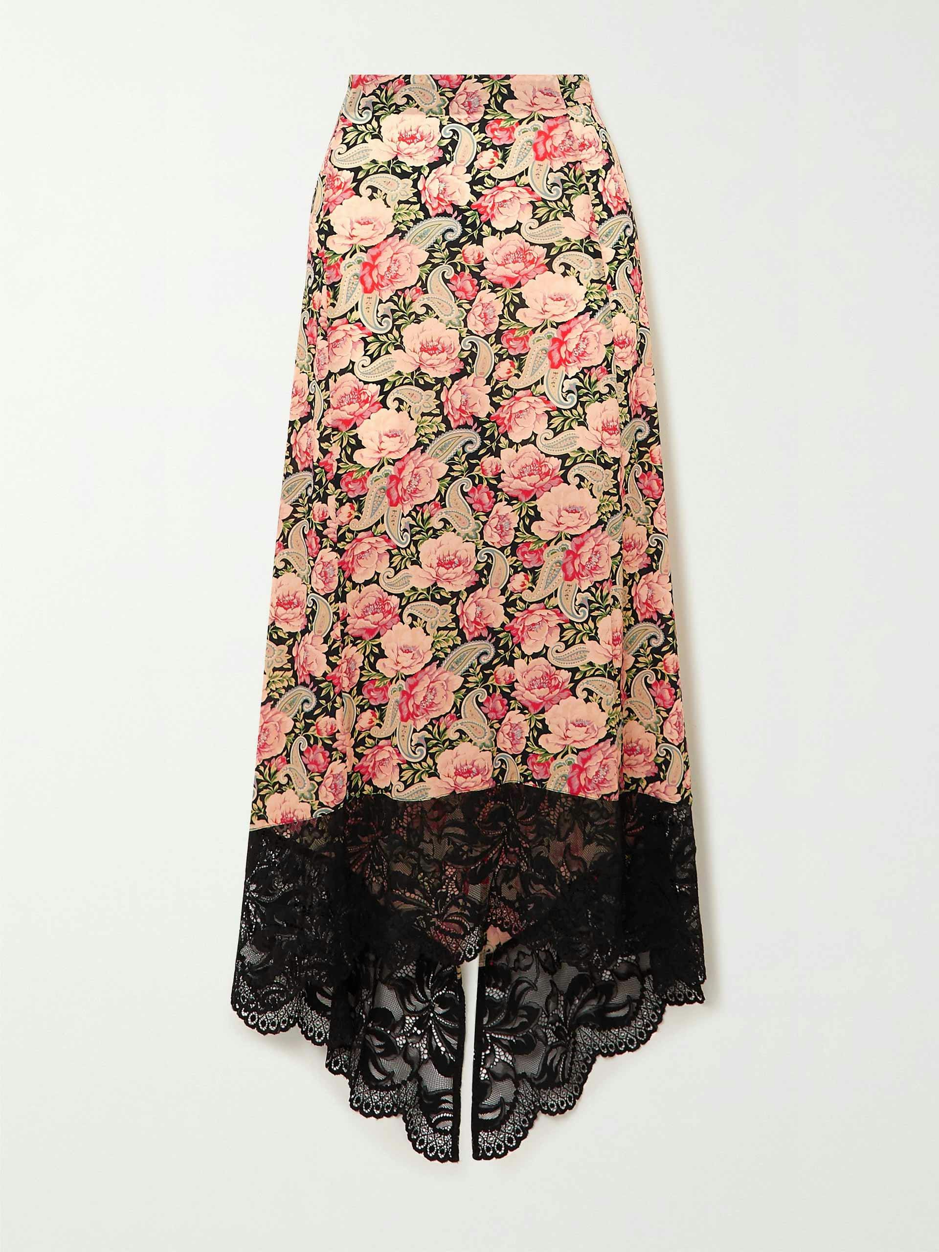 Asymmetric floral print skirt