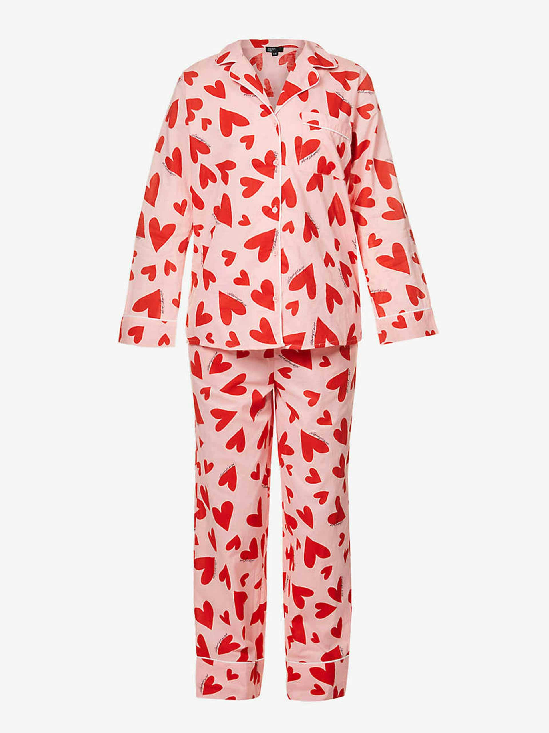 Heart-print organic-cotton pyjama set