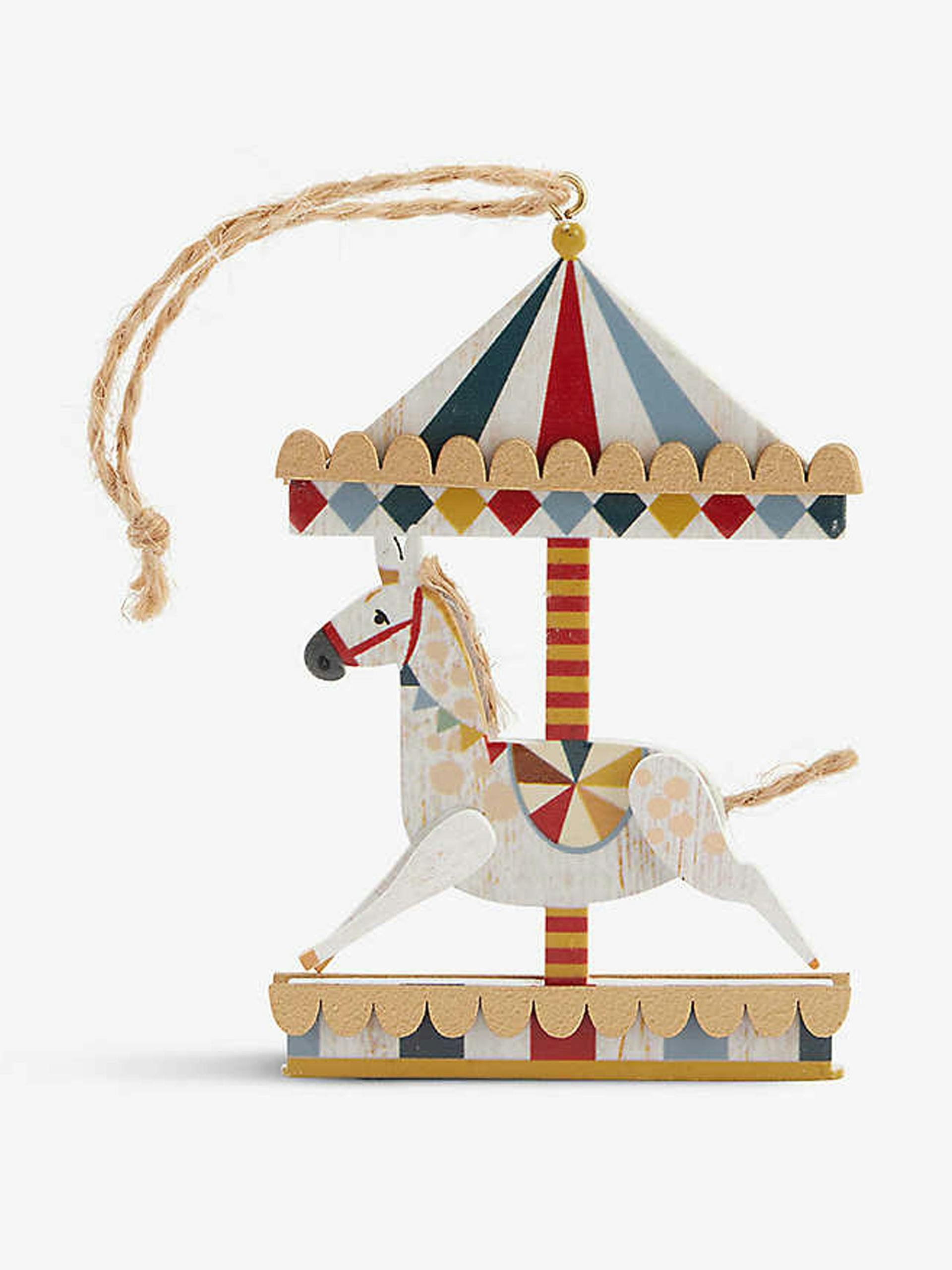Horse carousel wooden Christmas ornament