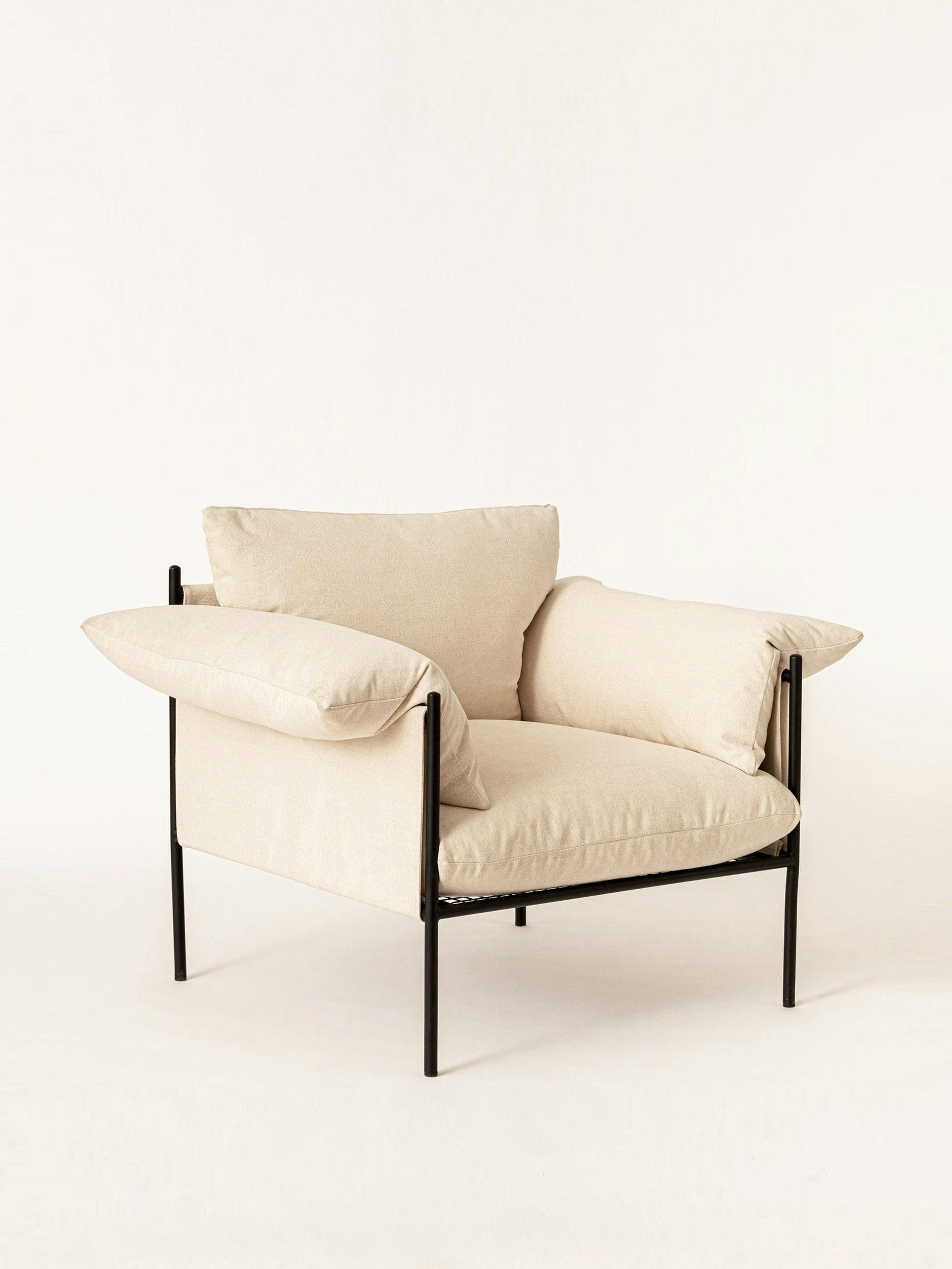 Metal & linen lounge chair