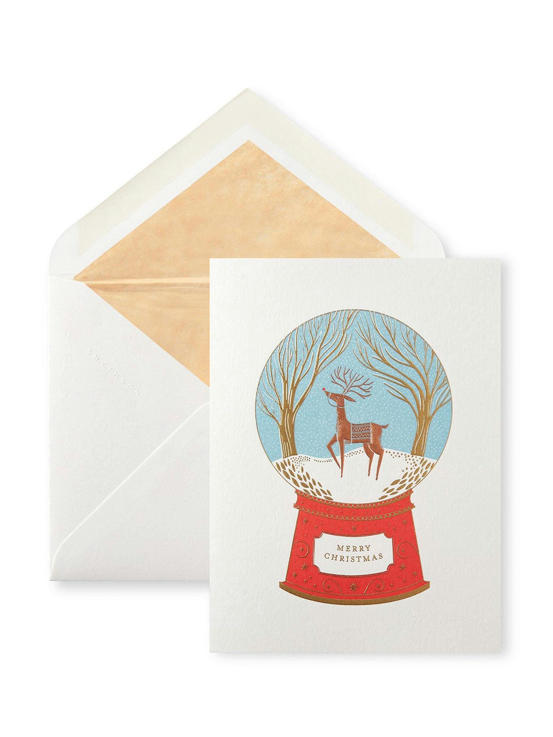 Reindeer Snow Globe Christmas card