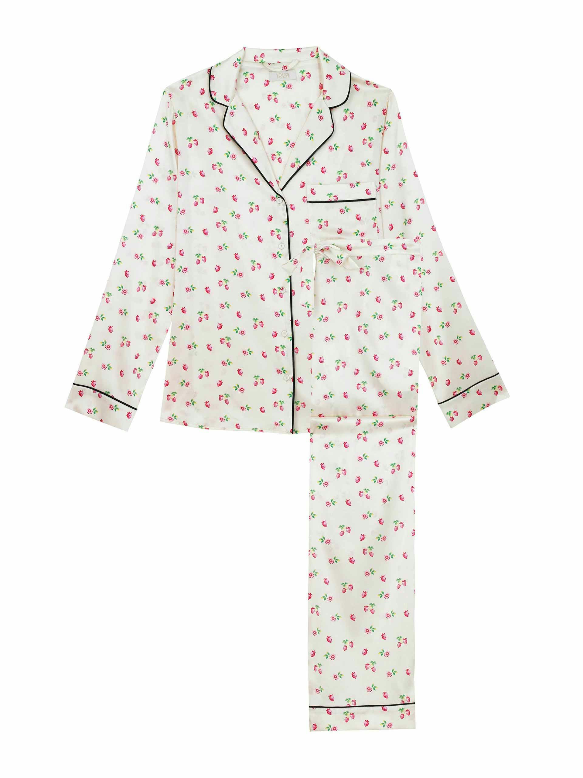 Silk strawberry print pyjama set