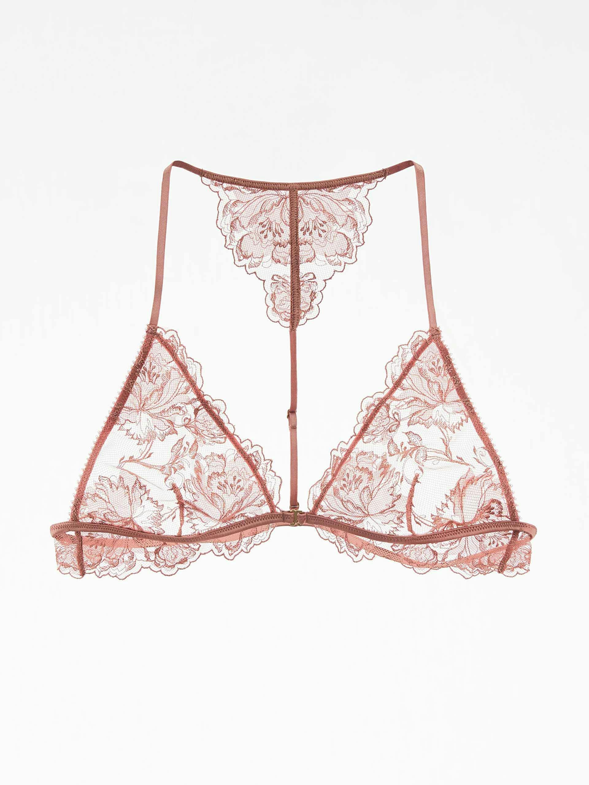 Triangular contrasting lace bralette