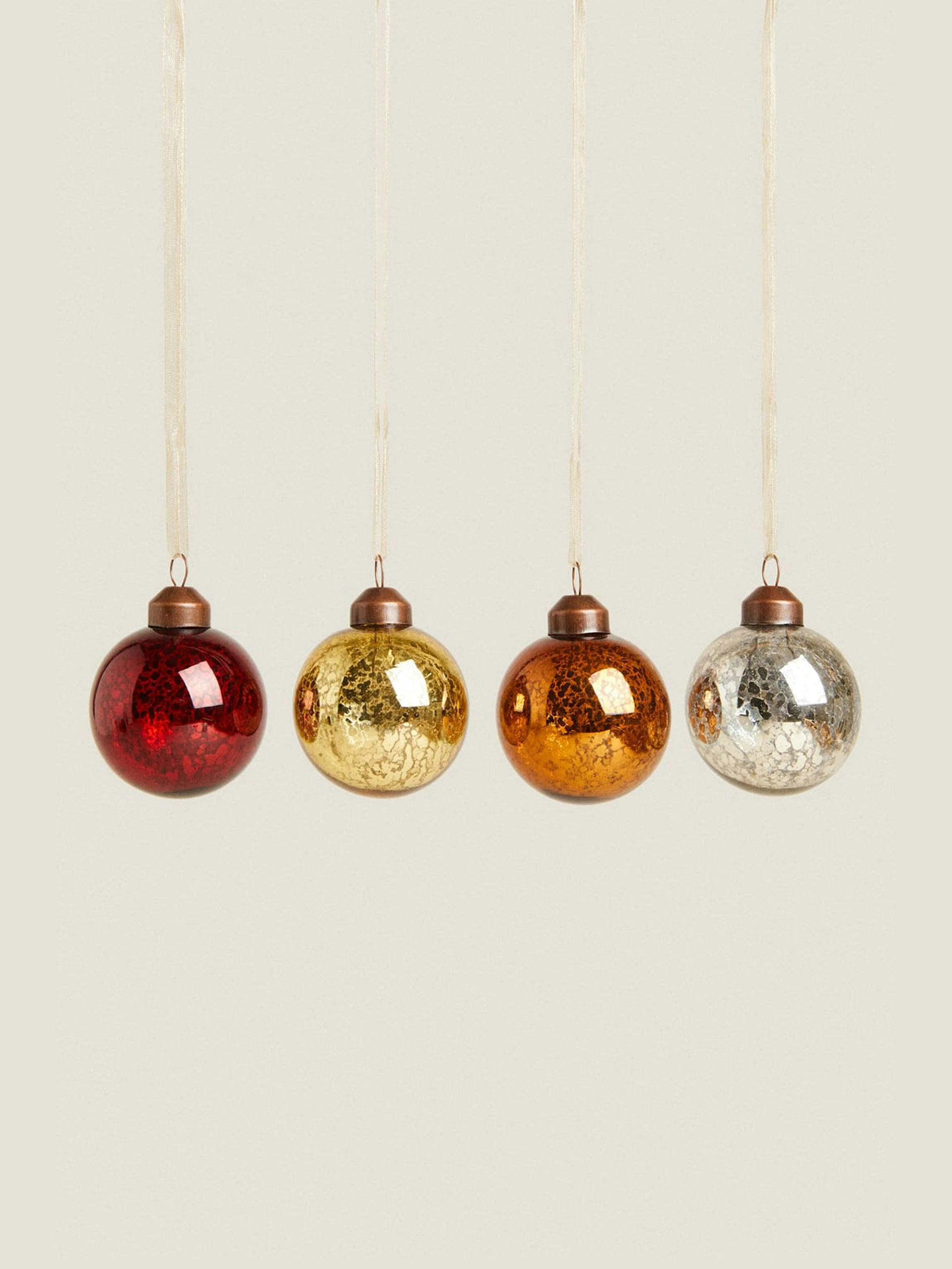 Mercurised Christmas baubles (pack of 4)