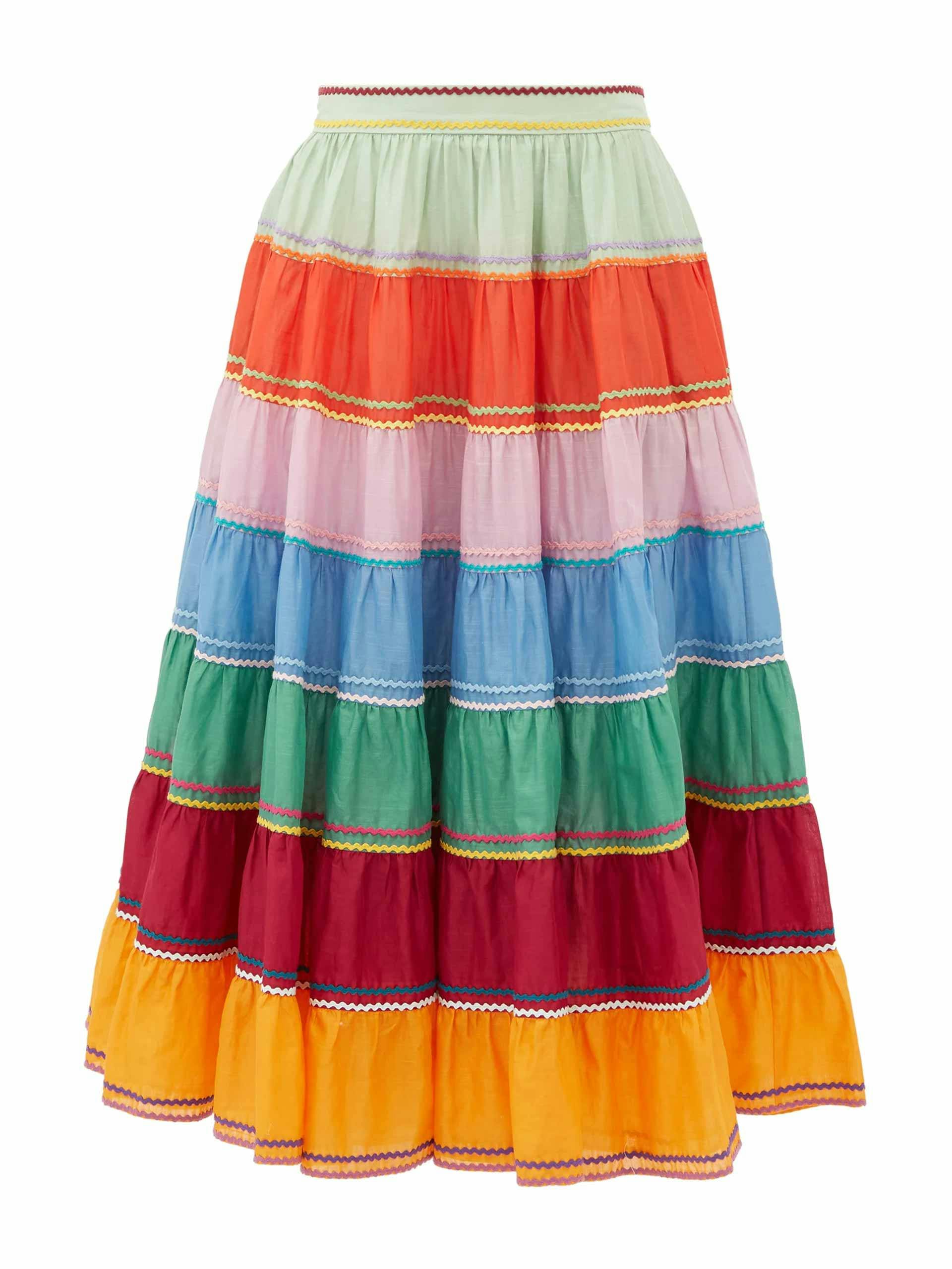 Multicoloured midi skirt